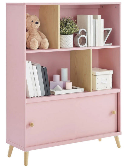 Kids Room Bookcase 3 Shelf Bookshelf Pink White Gray Toy Book Shelf Storage