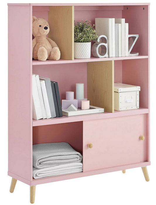 Kids Room Bookcase 3 Shelf Bookshelf Pink White Gray Toy Book Shelf Storage