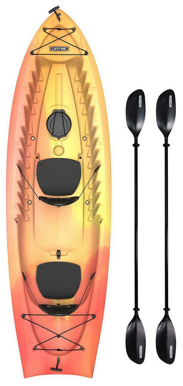 Envoy Tandem 2 Person Kayak Sit On Top Flat Bottom with Paddles 10'-6" Long