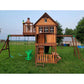 Cedar Wood Playground Swing Set Huge 9 Kid Fort Wave Slide Climbing Wall