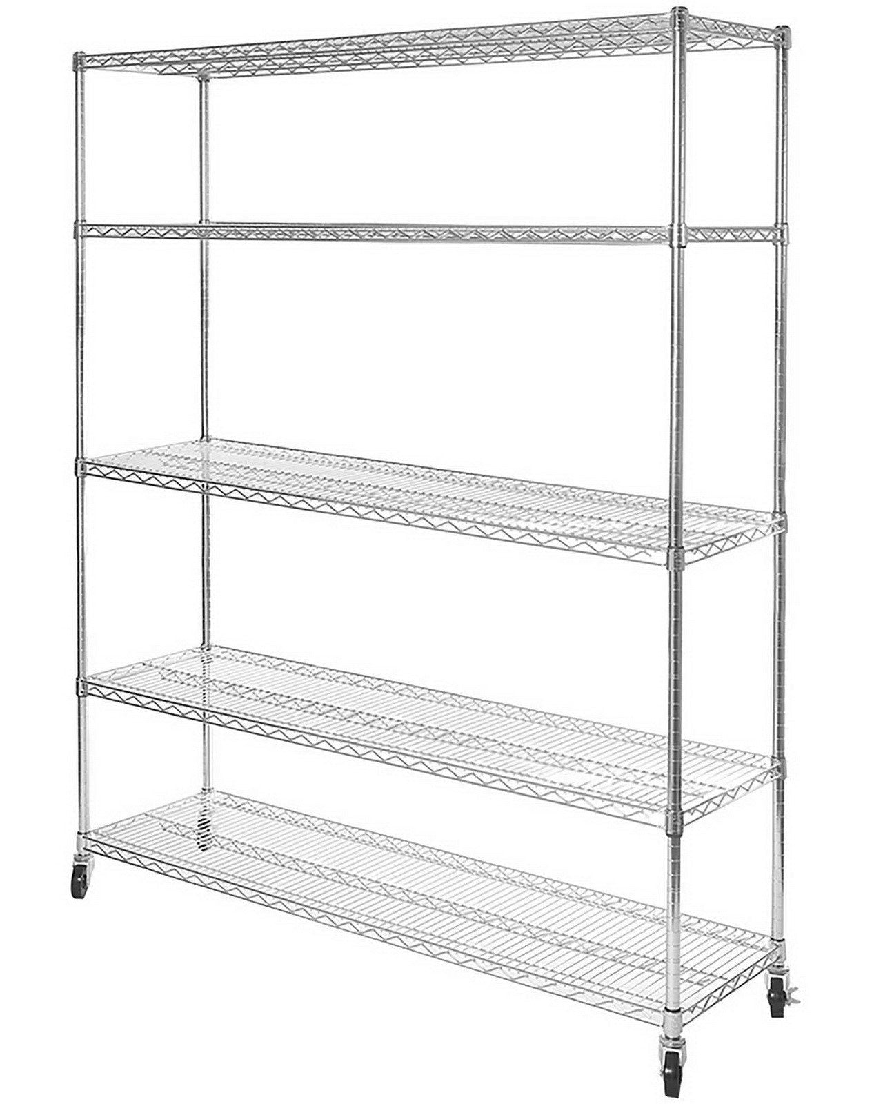5 Shelf Wire Shelving Metal Storage Rack Heavy Duty Chrome Plated Steel 60" Wide