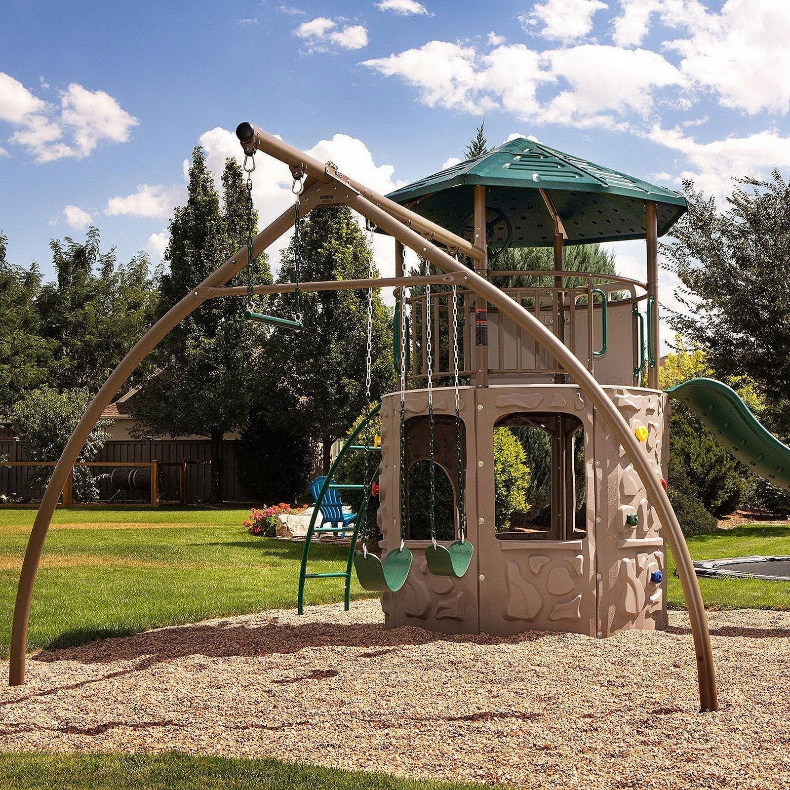 Huge Outdoor Playground Swing Set Climbing Tower Clubhouse Playset