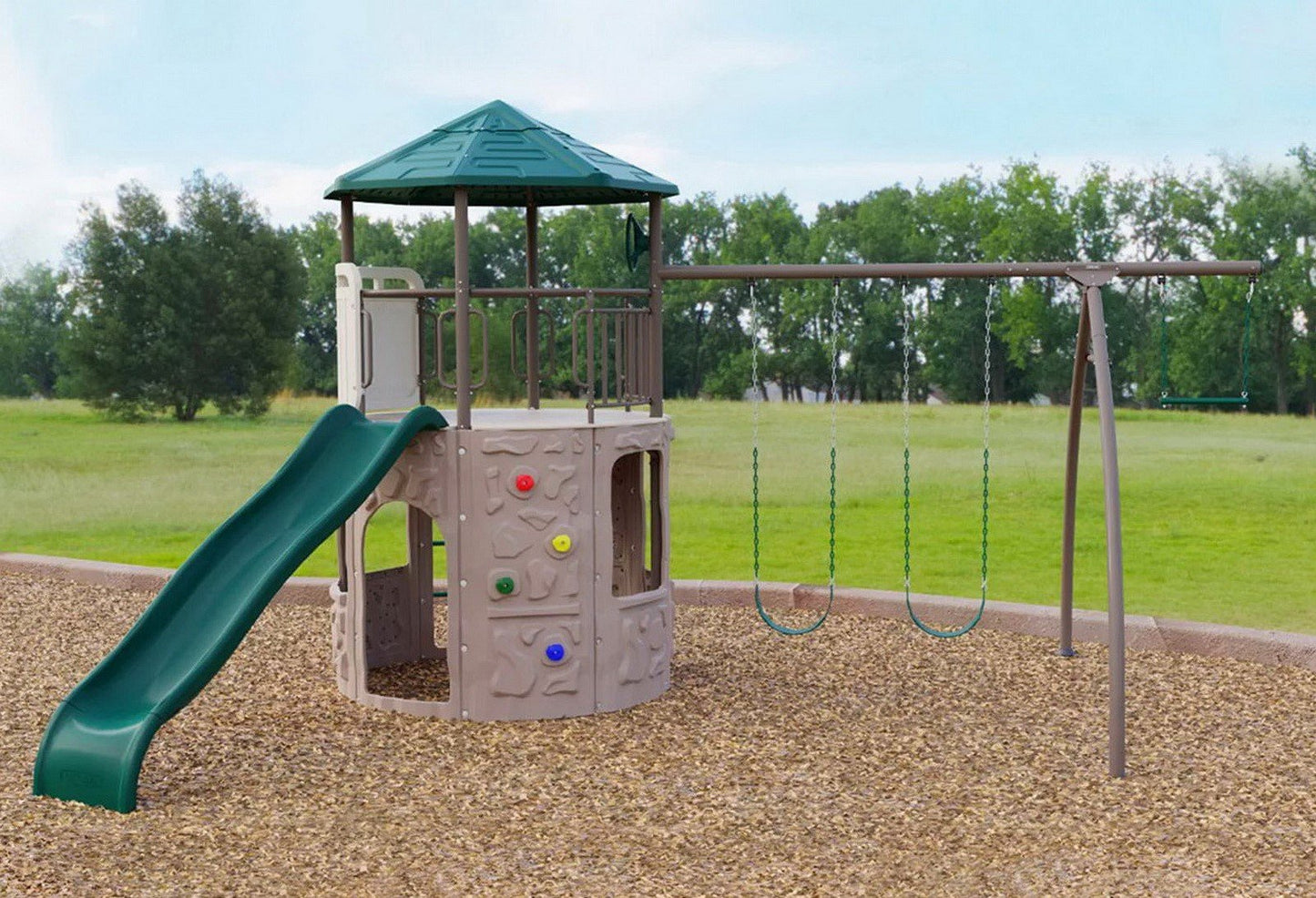 Huge Outdoor Playground Swing Set Climbing Tower Clubhouse Playset Swing Slide