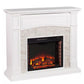 Electric Fireplace 1500 Watt Heater with Logs Mantel Stone Surround Hidden Shelf