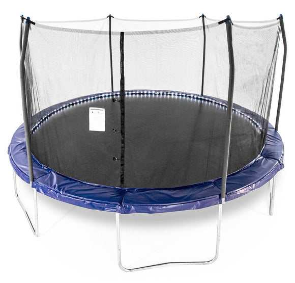 15' Skywalker Trampoline LED Lighted Pad Round 96 Springs with Safety Enclosure