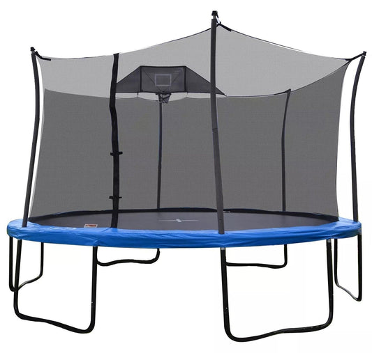 Propel Round 14' Trampoline with Basketball Goal & Safety Enclosure 96 Spring