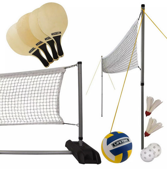 Outdoor Volleyball Pickleball Game Set 20' Net Paddles Ball Shuttlecocks
