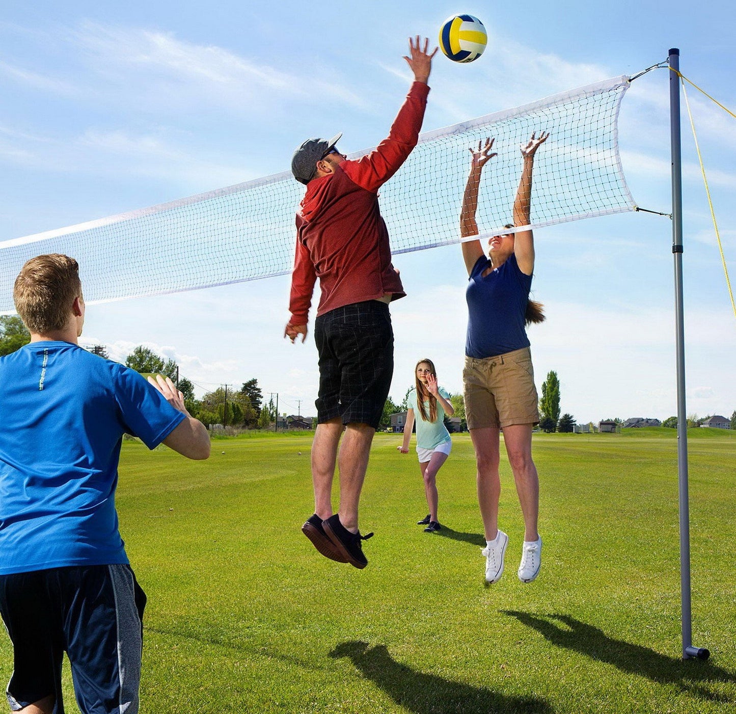 Outdoor Volleyball Pickleball Game Set 20' Net Paddles Ball Shuttlecocks