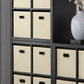 Wood Storage Shelves Unit Organizer Room Divider 8 Fabric Cube Bins Bookcase