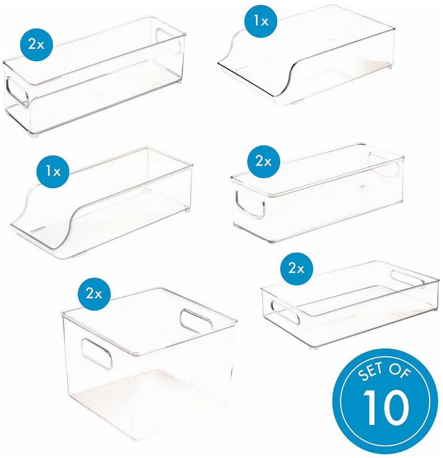 iDesign Set of 10 Refrigerator Freezer Storage Bins Fridge Organizer Starter Set