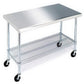 Rolling Stainless Steel Top Work Table NSF Metal Kitchen 49" x 24" Locking Wheel