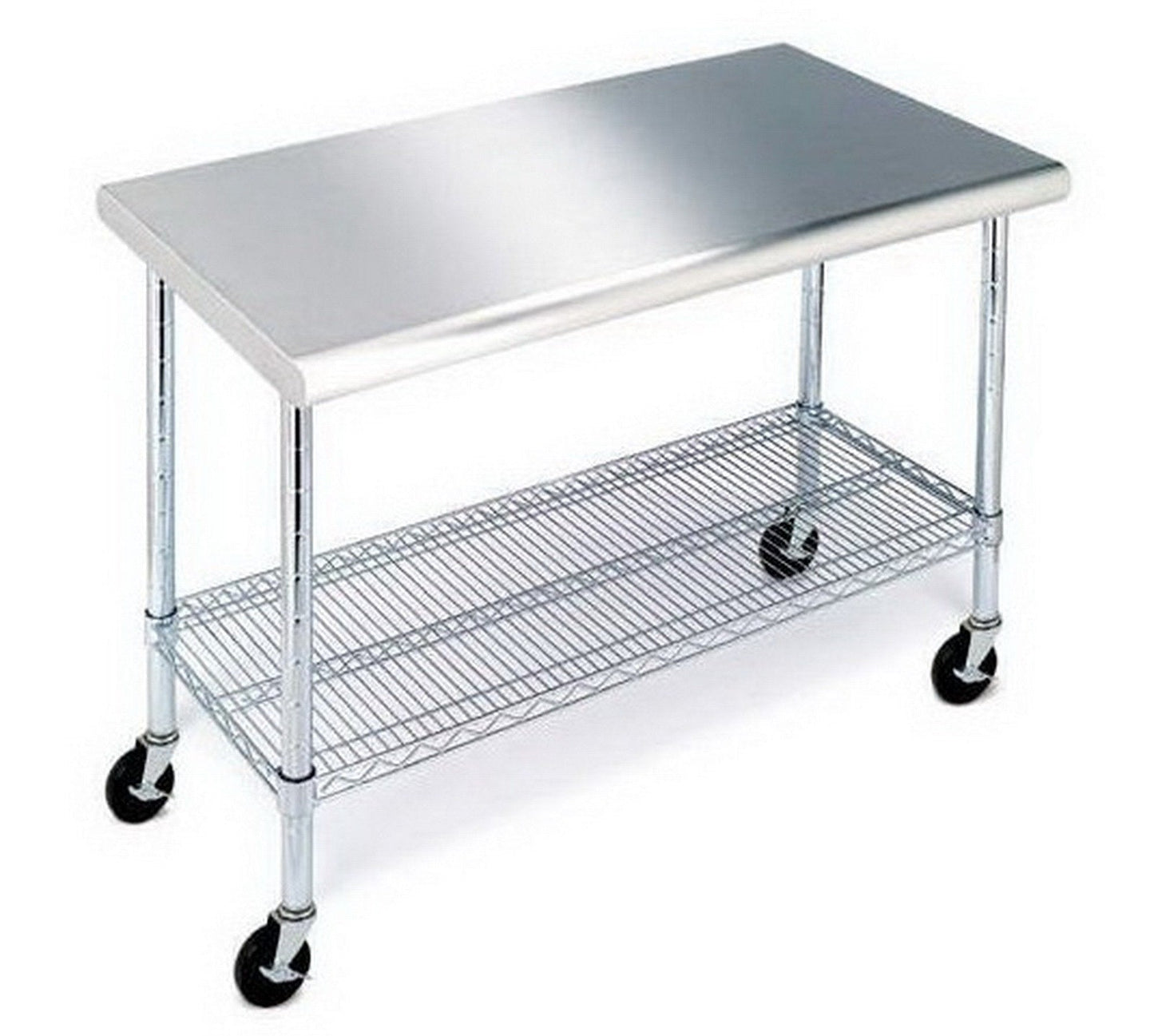 Rolling Stainless Steel Top Work Table NSF Metal Kitchen 49" x 24" Locking Wheel