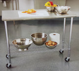Rolling Stainless Steel Top Work Table NSF Metal Kitchen 49" x 24" Locking Wheel