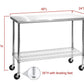 Rolling Stainless Steel Top Work Table NSF Metal Kitchen 49" x 24" Locking Wheel