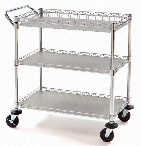 3 Shelf Rolling Steel Commercial Utility Cart Catering Tool Medical Kitchen NSF